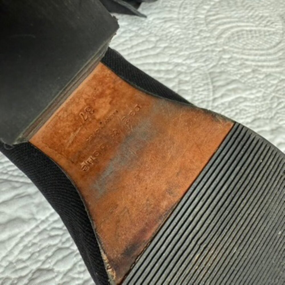 Rag Rag & Bone Harrow Black Canvas Leather Strap Ankle Booties Size 37 - Picture 6 of 12